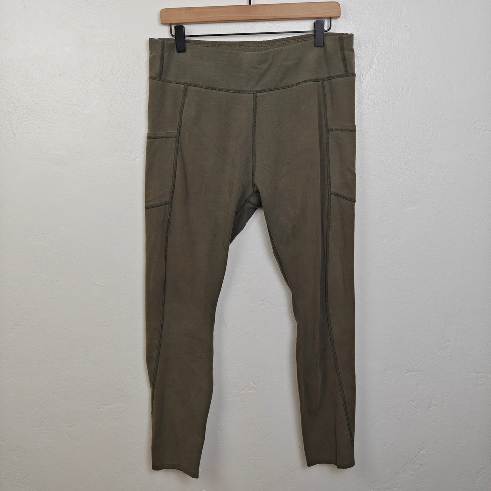 Pact On the Go Pocket Legging Womens XL Olive Green Organic Cotton Yoga Pants